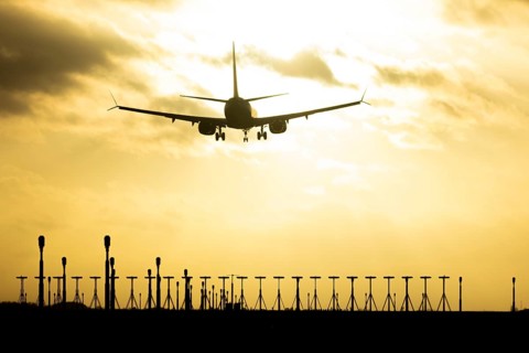 Boeing 737 commercial passenger airliner jet aircraft of Ryanair airways in flight on approach to