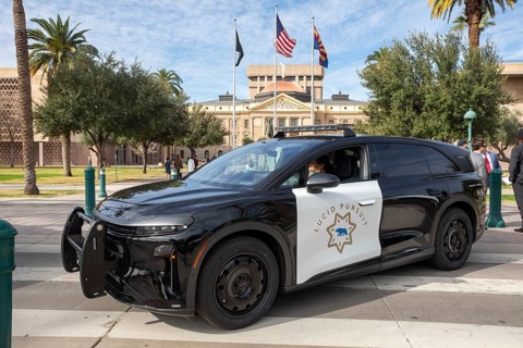 Phoenix, Arizona - Lucid Motors showed its Lucid Gravity electric SUV outfitted as a police car at