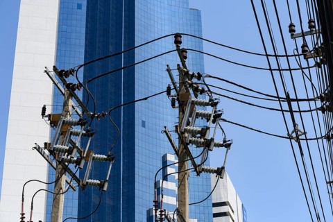 Electricity power distribution lines connecting electric substations and consumers in the Thai