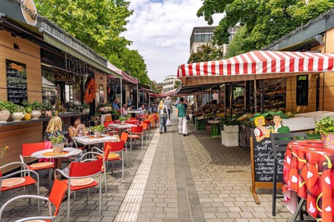 On the market in Fürth, Middle Franconia, Bavaria, Germany