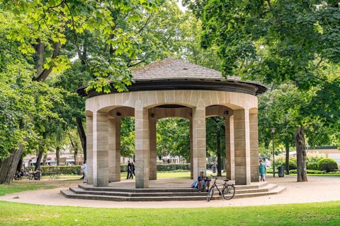 Pavilion at the Dr. Konrad Adenauer complex in Fürth, Middle Franconia, Bavaria, Germany