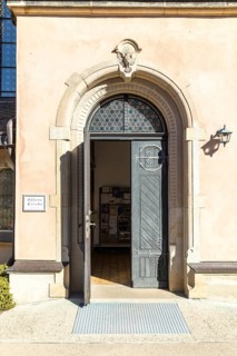 Open portal to St. Christophori Church, Hohenstein-Ernstthal, Saxony, Germany