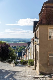 View from the top of the Altmarkt in the distance and down to the Postgut, Hohenstein-Ernstthal,