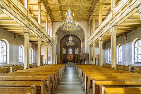 Interior of the Lutheran Church of the Redeemer in the Bad Kissingen State Bath, Lower Franconia,