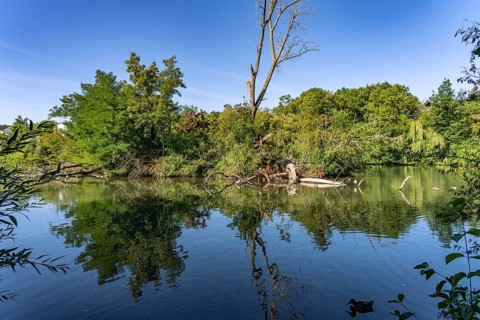 Regnitz Altwasser in Forchheim, Upper Franconia, Bavaria, Germany