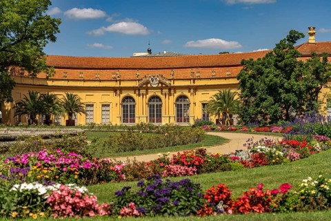 De orangery im Schlossgarten in Erlangen, Middle Franconia, Bavaria, Germany