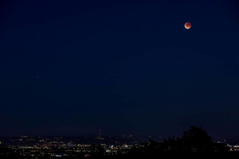 Lunar eclipse on 07.09.2025 over Dresden, Saxony, Germany