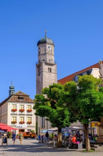Stadtplatz mit Marienkirche, Weilheim, Upper Bavaria, Bavaria, Germany