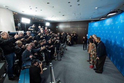 The Berlinale jury members (from left to right) Shivendra Singh Dungarpur, Ewa Puszczynska, Bae