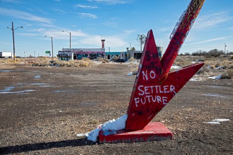 Twin Arrows, Arizona - The ruins of the Twin Arrows Trading Post, which closed in 1995. The