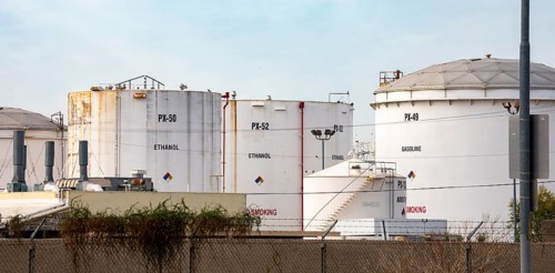 Phoenix, Arizona - A gasoline and ethanol fuel tanks, a few of the dozens of gasoline and other