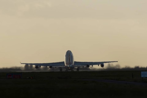 Boeing 747-400 jumbo jet LX-TCV commercial aircraft of Cargolux cargo taking off in flight