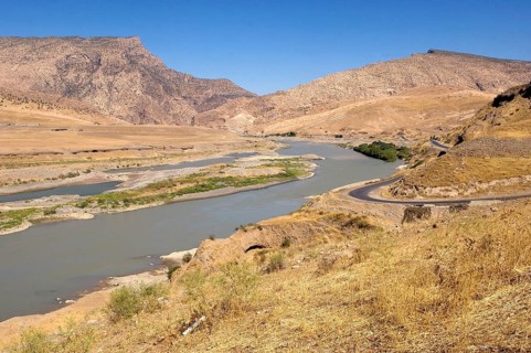 The Kurdish mountain landscape and River Zab in the north of Iraq region of Kurdistan, middle east