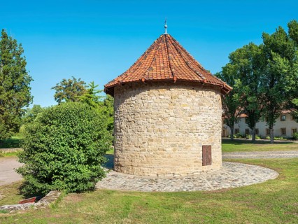 Hedersleben Abbey with dove tower, Taubenschlag, Saxony-Anhalt, Germany