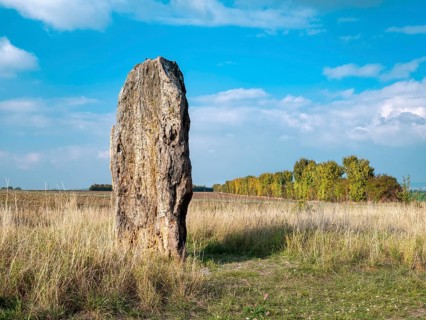 The menhir of Derenburg, height 2, 9m, Wernigerode, Harzvorland, Saxony-Anhalt, Germany
