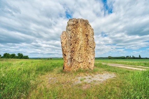 The menhir of Derenburg, height 2, 9m, Wernigerode, Harzvorland, Saxony-Anhalt, Germany