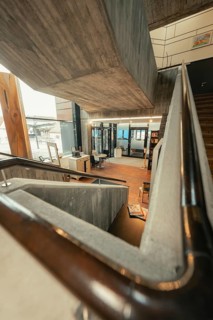 Modern staircase design with lots of light and architectural elegance, Gechingen Town Hall, Calw