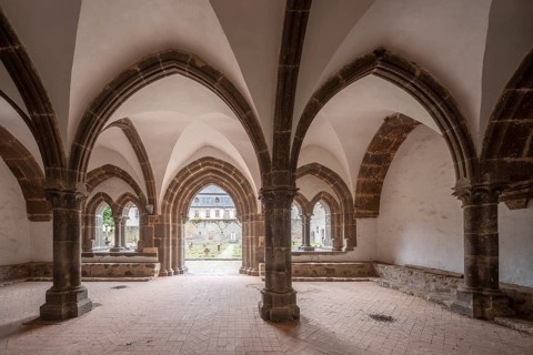 Arnsburg Abbey, chapter house in the Romanesque eastern building, district of Lich, Hesse, Germany