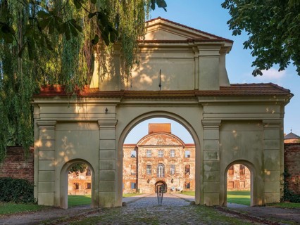 Gate and ruin of the castle, Dargun, Mecklenburg-Western Pomerania, Germany