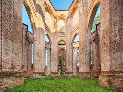 Ruin of Gothic monastery church, North German brick Gothic, brick architecture, Dargun,