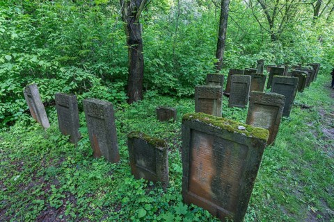 Tombstones at the Jewish cemetery in Lezajsk, Poland