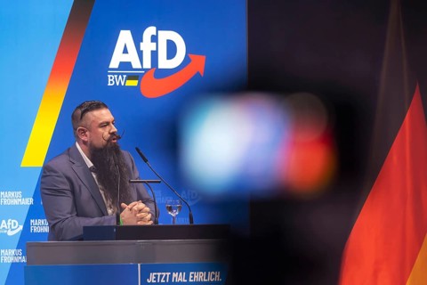 Campaign rally for the state election of the AfD party in the Congress Center Pforzheim CCP. Markus