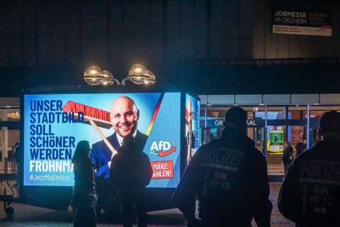Campaign rally for the state election of the AfD party in the Congress Center Pforzheim CCP.