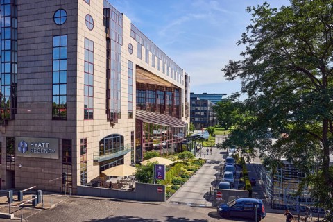 Hyatt Regency, hotel, commercial building, modern architecture, general development, parking strip