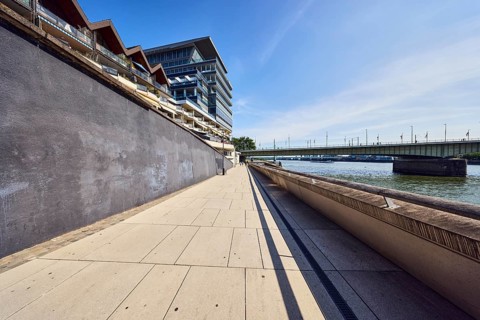 Rhine river, waterfront, general architecture, commercial buildings, modern architecture, concrete