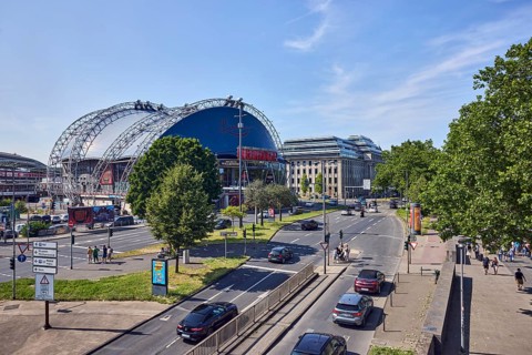 Large tent Musical Dome, general architecture, lantern, main station, roads, lanes, central island,