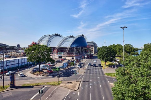 Large tent Musical Dome, general architecture, street, lantern, lanes, road markings lanes,