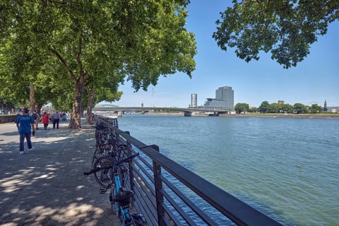 Rhine river, general architecture, MaxCologne high-rise building, bridge, Deutz bridge, metal