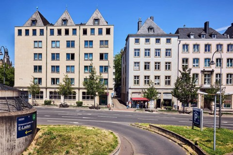 Heumarkt underground car park, row of houses, residential and commercial buildings, general