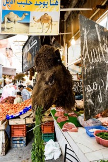 Butcher shop with camel meat, Souk, Fez El Bali, Medina, UNESCO World Heritage Site, Fez, Morocco