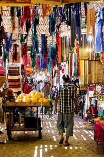 Alley with shops, Souk, Marrakech, Morocco