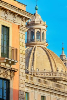 View of the dome of Badia di Sant'Agata church, Catania, Sicily, Italy