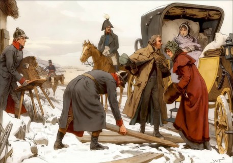 Napoleonic Wars, the escape of the Royal familiy from Koenigsberg to Memel through the Curonian