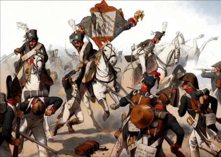 Napoleonic Wars, The black hussars at battle of Heilsberg in East Prussia on 10th June 1807,