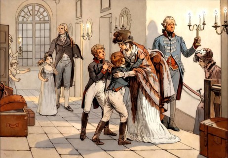 First meeting of the Queen Louise and her children after the battle of Jena in the castle of