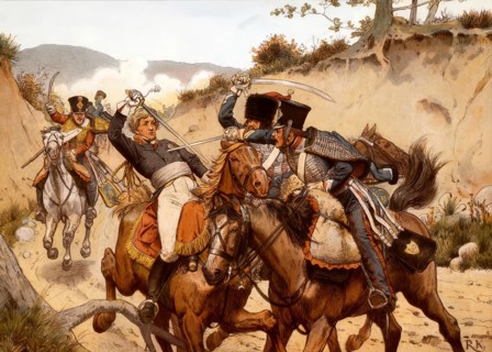 The death of Prince Louis Ferdinand of Prussia Battle of Saalfeld, 10.10.1806, historical painting
