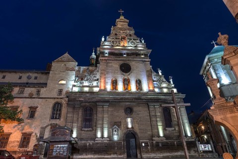 St. Andrew's Church, Saint Bernard Monastery in the evening, Lviv, Ukraine