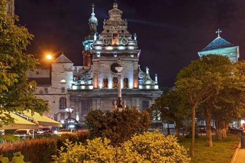 St. Andrew's Church, Saint Bernard Monastery in the evening, Lviv, Ukraine