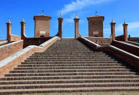 Stairway of Ponte dei Trepponti, Three Bridges Bridge, in Comacchio, Ferrara Province, Emilia