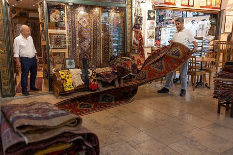 Istanbul, Turkey. June 23rd 2025. Antique carpet and rug traders doing business in the Grand