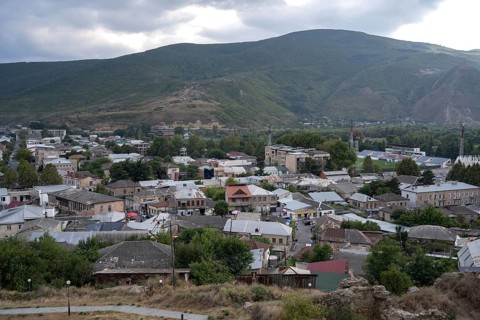 Gori, Georgia. September 9th 2025. Landscape panorama view of the Georgian city of Gori, known as