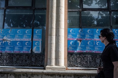 Gori, Georgia. September 9th 2025. Posters promoting the Georgian Dream populist political party