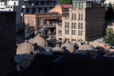 Tbilisi, Georgia. July 13th 2025. Beautiful traditional Georgian architecture in the Abanotubani or