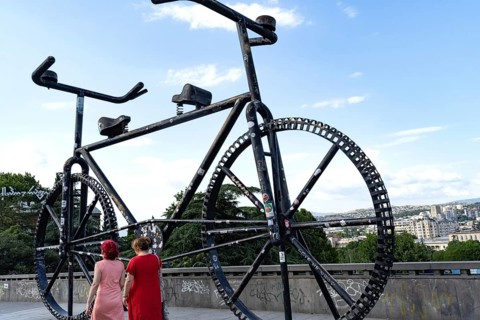 Tbilisi, Georgia. July 11th 2025. The Big Bike Monument, the famous Tbilisi landmark is a place