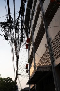 Bangkok, Thailand. March 4th 2025. A tangled mess of cables and wires used for phone and internet