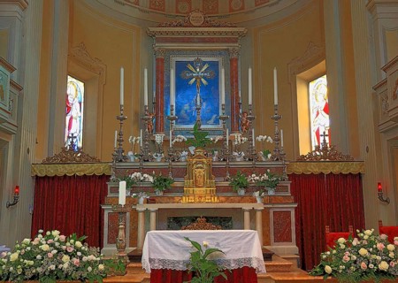 Brescello village, interior view of the church of Santa Maria Nascente e San Genesio, film set for